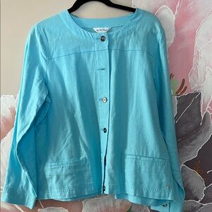 Northern Reflections Light Blue Button-Up Linen/Cotton Jacket